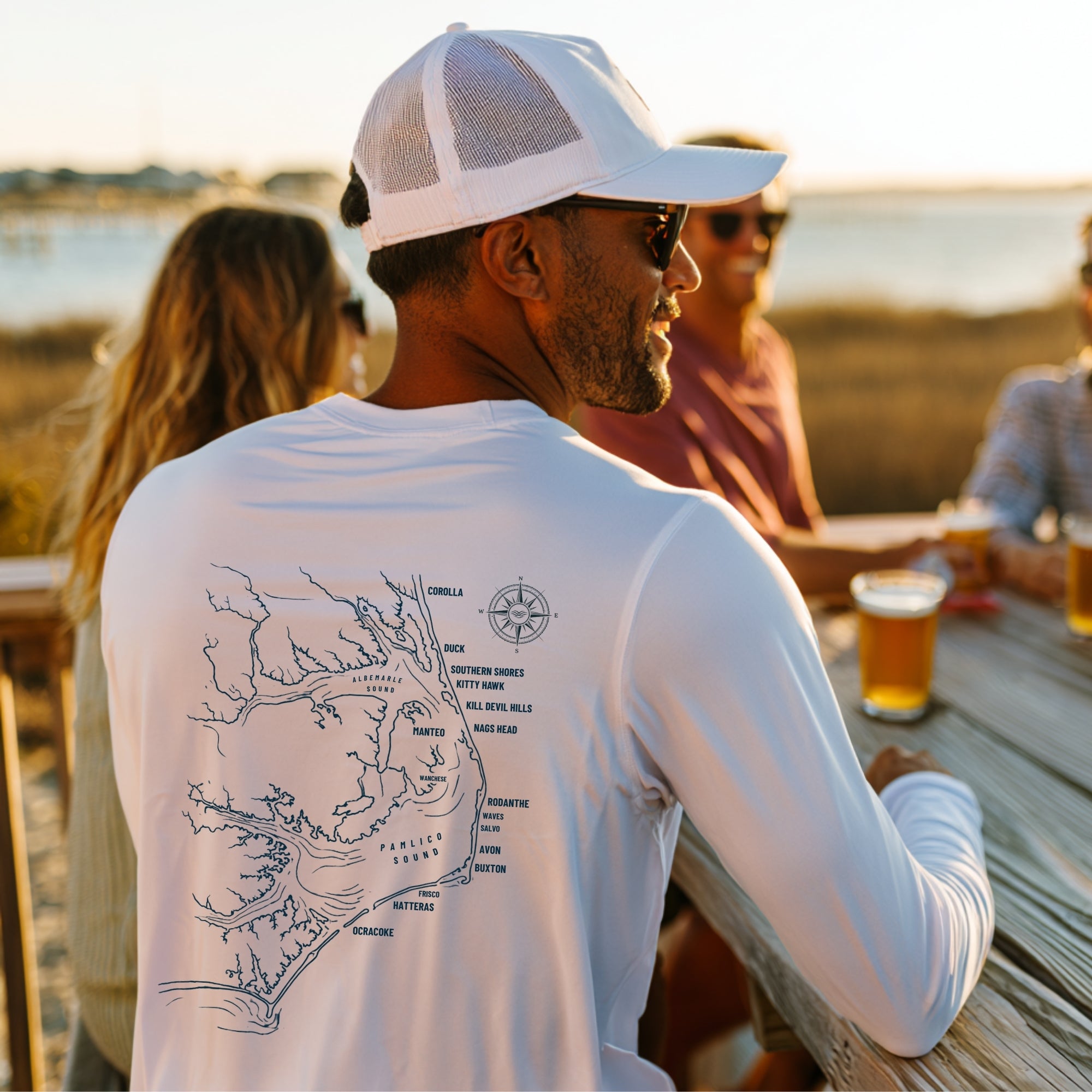 Outer Banks Map + Coordinates UPF 50+ Sun Shirt