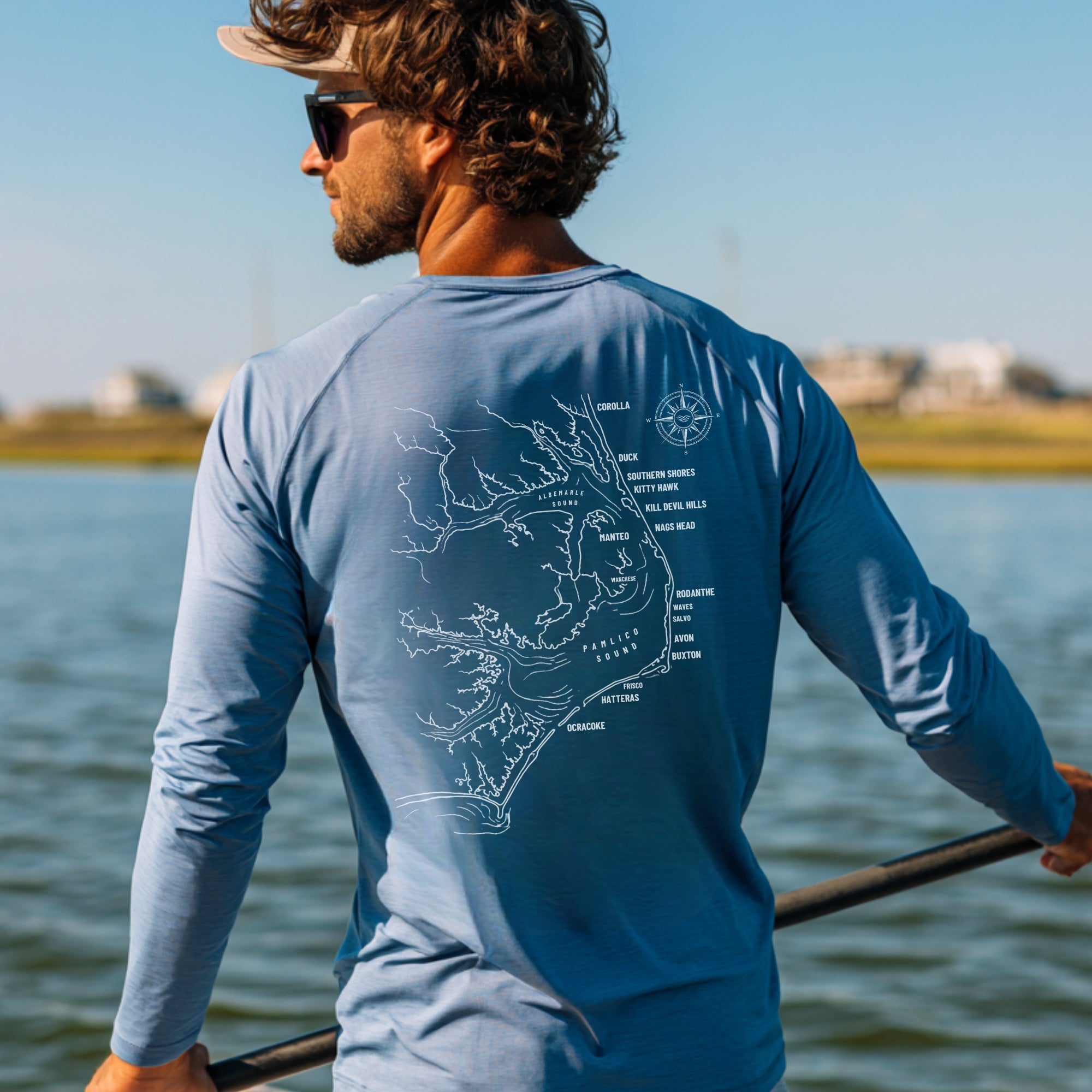 Outer Banks Map + Coordinates UPF 50+ Sun Shirt