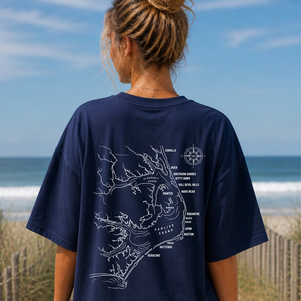 Outer Banks Map Tee — Custom Coordinates
