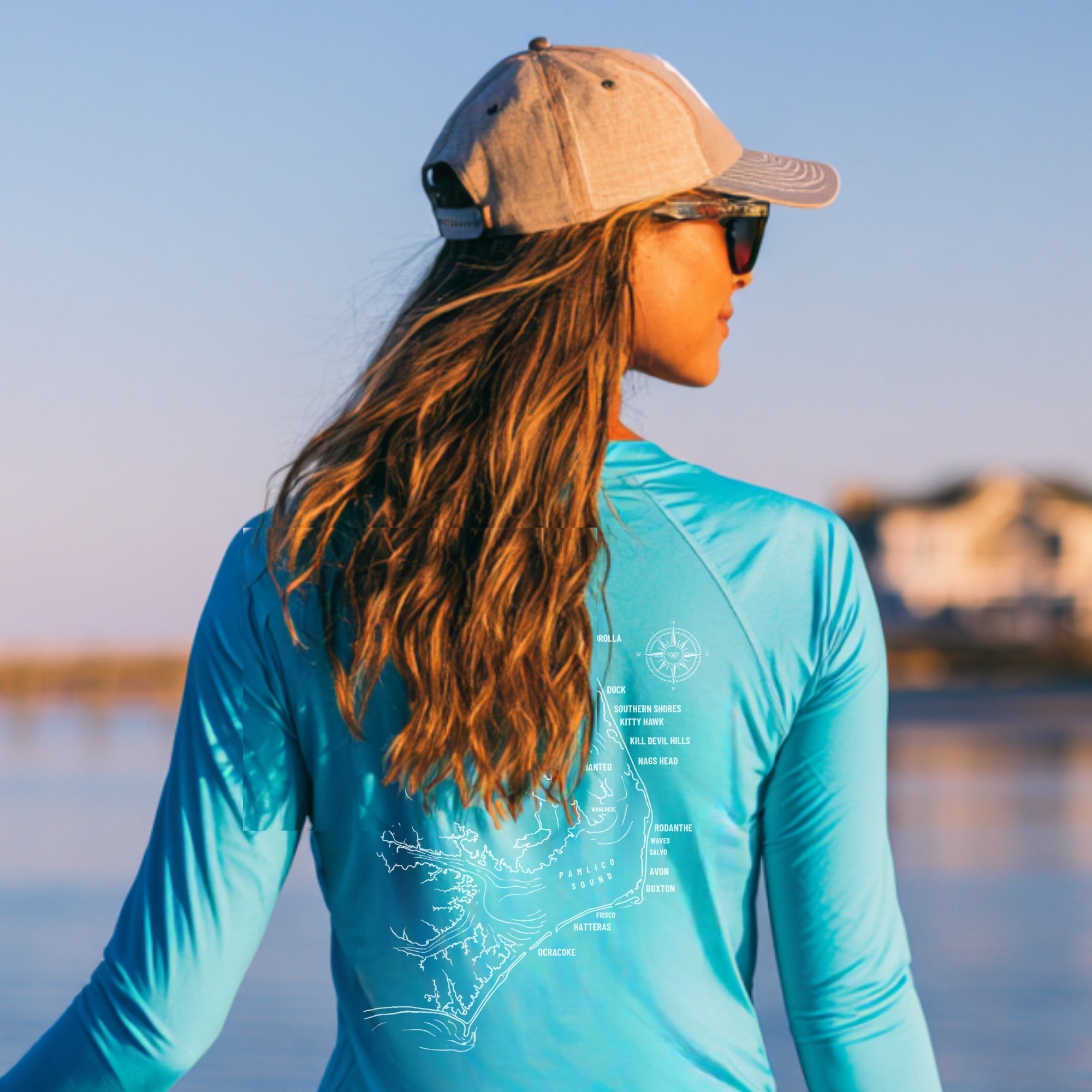 Outer Banks Map + Coordinates UPF 50+ Sun Shirt