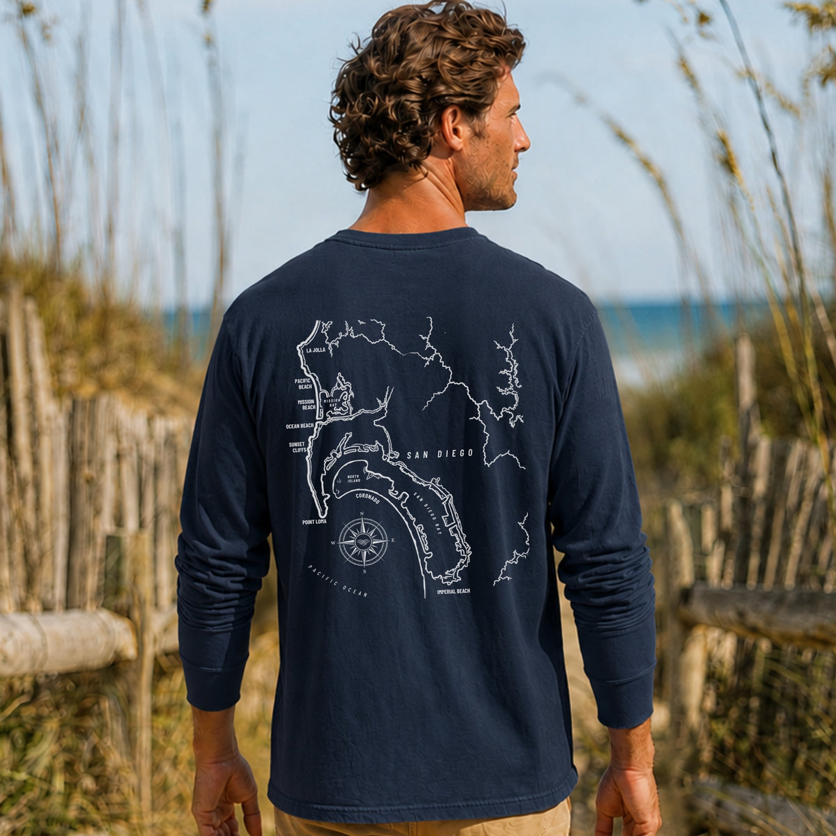 San Diego, CA Map Long Sleeve Tee