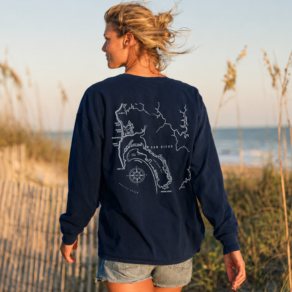 San Diego, CA Map Long Sleeve Tee