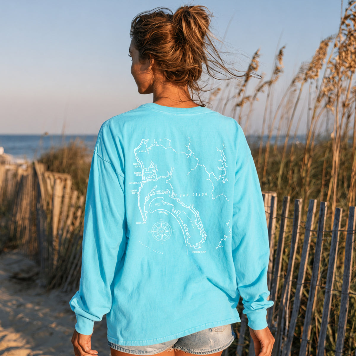 San Diego, CA Map Long Sleeve Tee