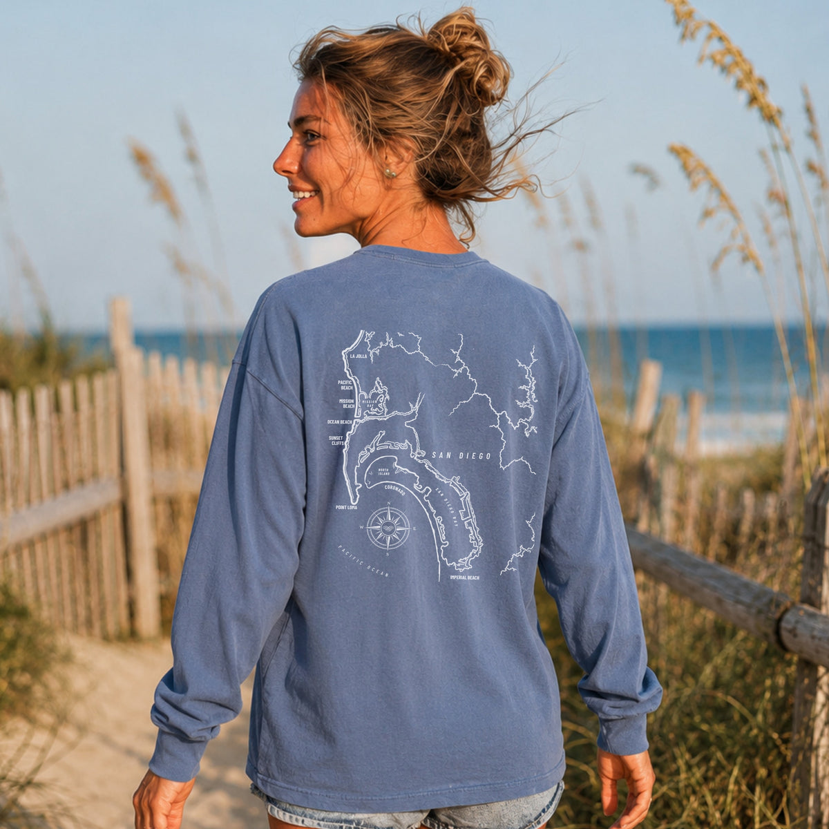 San Diego, CA Map Long Sleeve Tee
