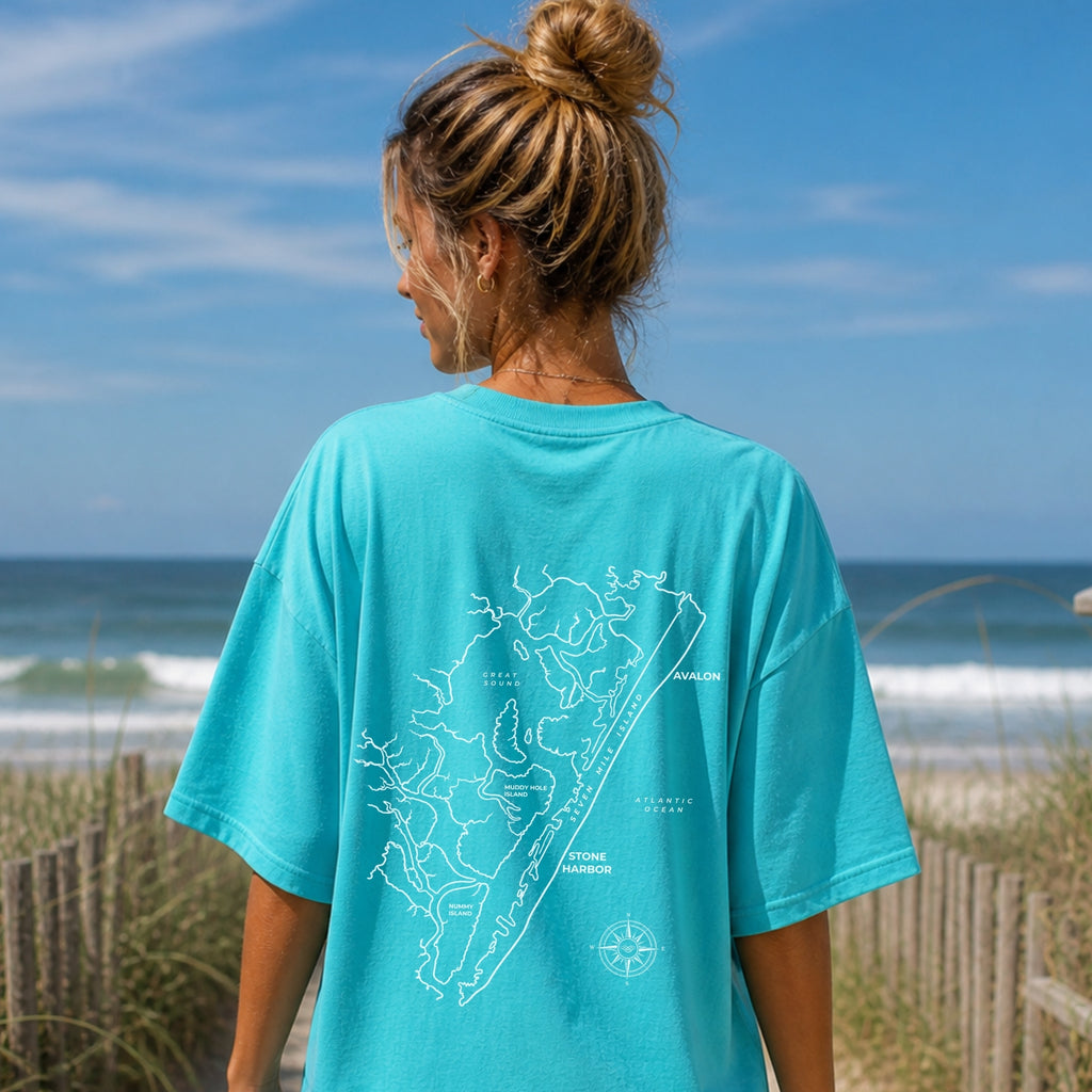 Stone Harbor, NJ Map Tee (Seven Mile Island – Avalon Included)