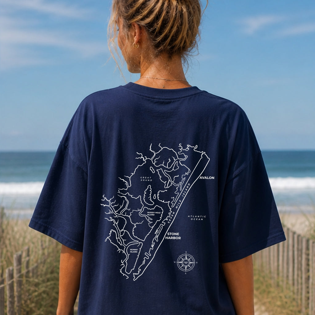 Stone Harbor, NJ Map Tee (Seven Mile Island – Avalon Included)