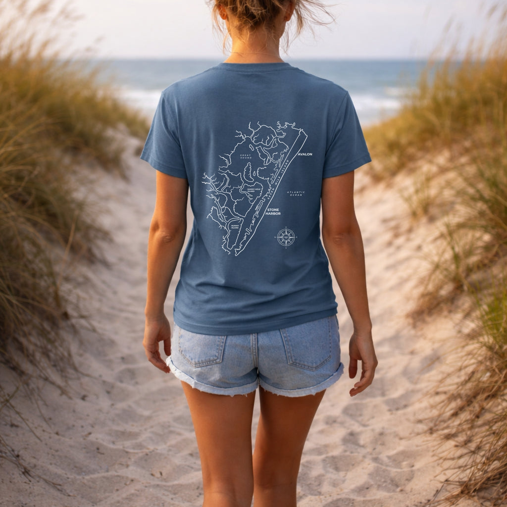 Stone Harbor, NJ Map Tee (Seven Mile Island – Avalon Included)